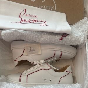 Christian Louboutin White and Red Sneakers